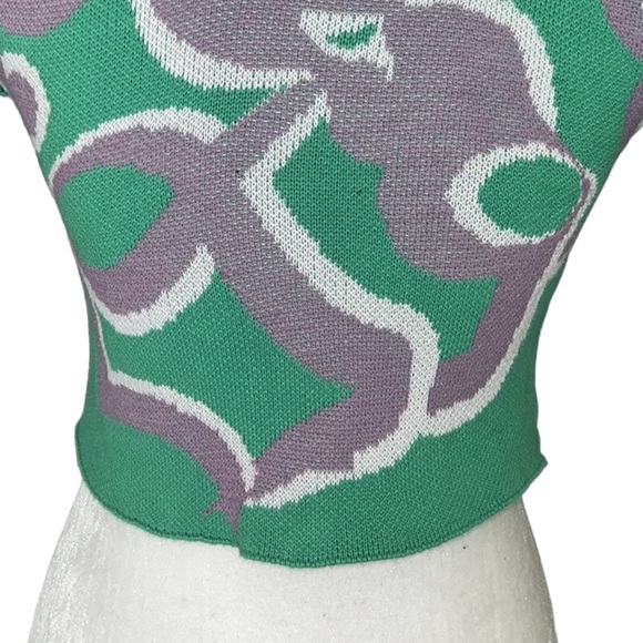 MANDINGA Picnic Cropped Green & Purple Sweater Knit Top Shrug - XS - Picture 9 of 11